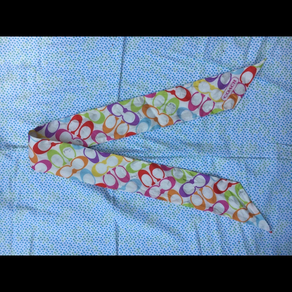 Coach Rainbow 100% Silk Purse Scarf Tie